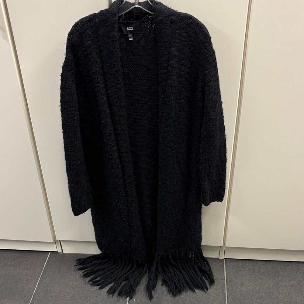 Black Fringe Cardigan Sweater